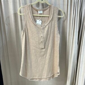 Taupe Henley Knit Tank Top - Very J